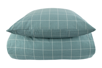 Kingsize sengetøj 240x220 cm - Dusty green Check - Bæk og bølge sengesæt - Borg Living dobbelt dynebetræk 