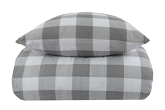 Bæk og bølge sengetøj - 140x200 cm - Check grey - Ternet sengetøj i grå - By Night sengelinned i krepp
