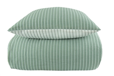 Bæk og bølge sengetøj - 140x200 cm - Grønt & hvidt stribet sengetøj - 2 i 1 design - By Night sengesæt