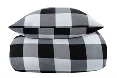 Flonel sengetøj 140x200 cm - Ternet sengetøj - Check black - 100% bomuld - By Night sengesæt 