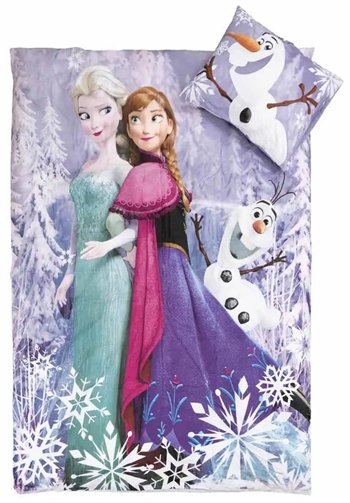 Frozen sengetøj - 150x210 cm - Anna,  Elsa & Olaf - Dynebetræk med 2 i 1 design - 100% bomuld