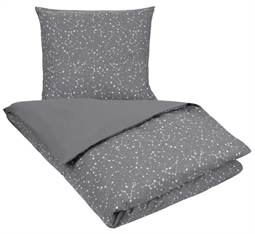 Sengetøj 240x220 - Zodiac grey - Gråt sengetøj med stjerner - King size - Sengesæt i 100% Bomuld