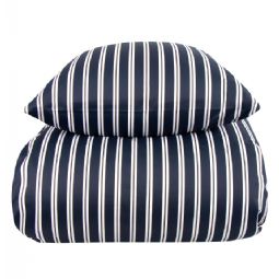 Stribet sengetøj - 100% Blødt bomuldssatin - Stripe blue - By Night sengesæt