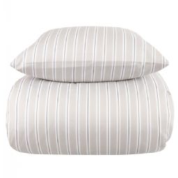 Stribet sengetøj - 100% Blødt bomuldssatin - Stripe grey - By Night sengesæt