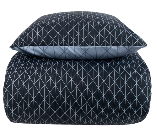 Sengetøj - Harlequin blå - Dynebetræk med 2 design - Sengelinned i 100% Bomuld - Borg Living