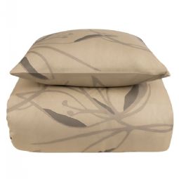 Sengetøj - 100% bomuldssatin - Iris beige blomstret sengetøj - Ekstra blødt sengesæt fra By Borg