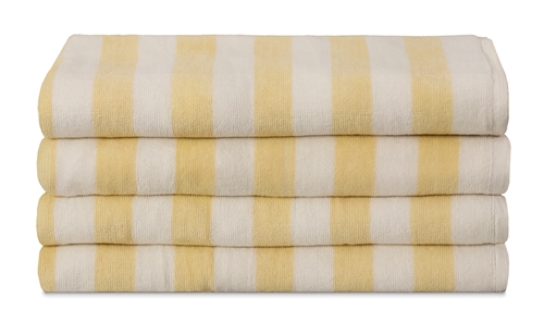 Badehåndklæde med høj sugeevne - 100% blødt bomuld - 70x140 cm - Gult og hvidt stribet håndklæde fra Nordstrand Home 