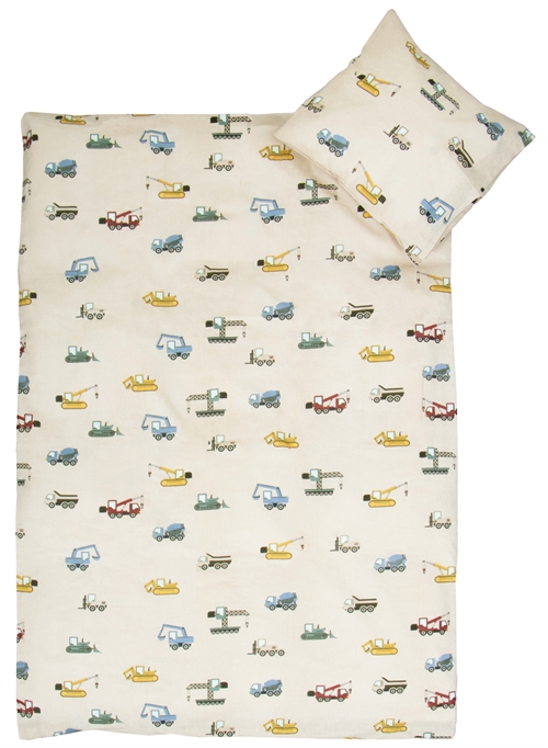 Baby sengetøj - 100% Blødt bomuld - 70x100 cm - Sengesæt med køretøjer til børn 