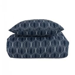 Mønstret sengetøj - Wave blåt sengesæt - IN Style sengelinned i mikrofiber 