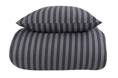 Stribet sengetøj - 140x220 cm - Stripes grey - Gråt sengetøj - 100% Bomuld - Borg Living sengesæt