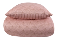 Sengetøj 150x210 cm - Fan peach - 100% Bomuldssatin sengetøj - Vendbart sengetøj - By Night sengesæt