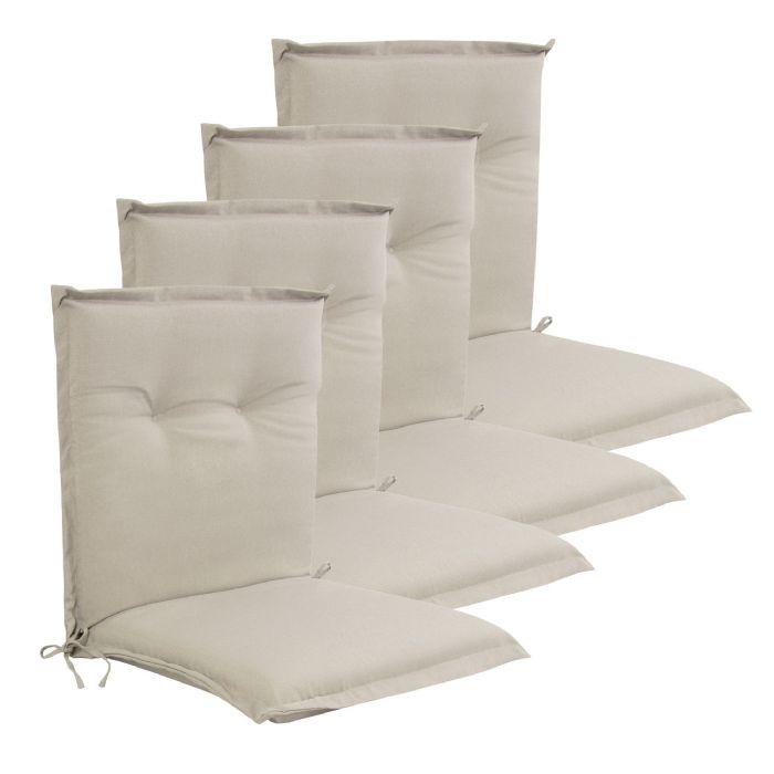 Luksus PLUS havehyndepakke til havestol 4 stk. - Tyk skumkerne 7 cm - Beige havestols hynder med ekstra høj komfort & UV-resistent betræk - Nordstrand Home hynder