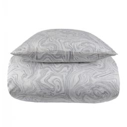 Mønstret sengetøj - 100% Blødt bomuldssatin - Marble light grey - By Night sengesæt