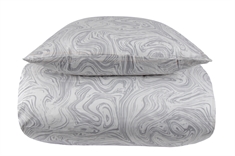 Bomuldssatin sengetøj - 150x210 cm - Marble light grey - Gråt sengetøj - By Night sengelinned
