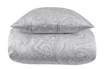 Sengetøj til dobbeltdyne - 200x220 cm - Marble light grey - Mønstret sengetøj i 100% Bomuldssatin - By Night sengesæt