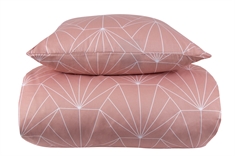 Sengetøj 200x200 cm - Hexagon peach sengesæt - Vendbart sengetøj - 100% Bomuldssatin - By Night sengelinned