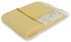 Uldplaid med finkæmmet uld - 130x200 cm - Blødt uldtæppe med gult zigzag mønster - By Borg plaid 