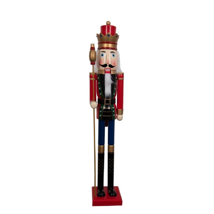 Stor nøddeknækker - 120 cm - Nøddeknækker figur i træ - Julepynt til boligen
