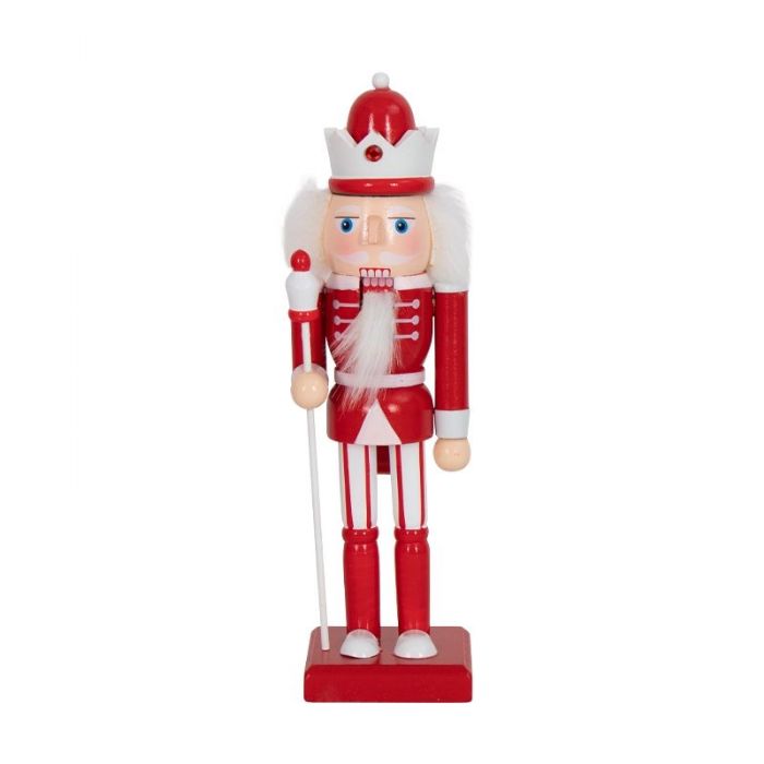 Nøddeknækker 26 cm - Med scepter i hånden - Nøddeknækker julefigur