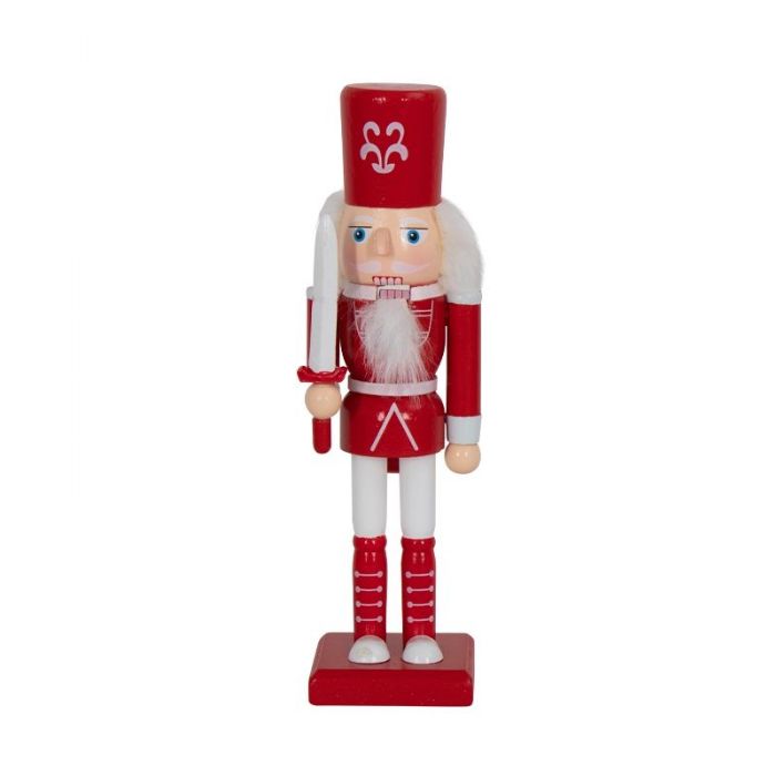 Nøddeknækker 26 cm - Med sværd i hånden - Nøddeknækker julefigur