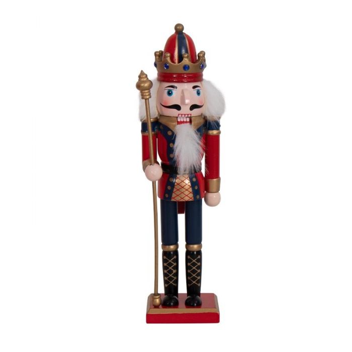 Nøddeknækker 30 cm - Med guldbelagt scepter i hånden - Klassisk og elegant julefigur