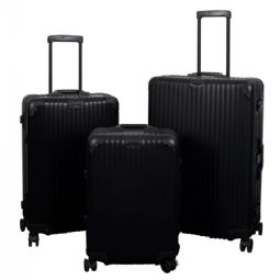 Aluminiums kufferter - Kuffertsæt 3 stk. - Luksuriøse rejsekufferter - Sort med TSA lås