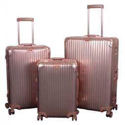 Aluminiums kufferter - Kuffertsæt 3 stk. - Luksuriøse rejsekufferter - Rosa-guld med TSA lås