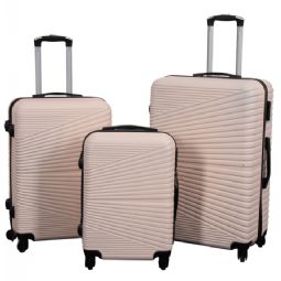 Kuffertsæt - 3 stk. - Hardcase rejsekuffert - Nordic nude - Letvægts kuffert