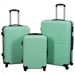Kuffertsæt - 3 stk. - Hardcase rejsekuffert - Nordic mint - Letvægts kuffert