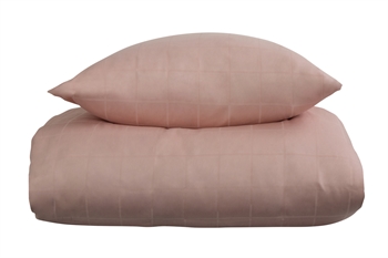 Sengetøj til dobbeltdyne 200x220 cm - Blødt, jacquardvævet bomuldssatin - Check rosa - By Night sengesæt