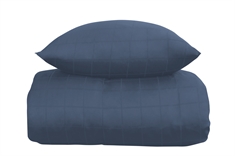 Blåt sengetøj 140x200 cm - Check Blue - 100% Bomuldssatin sengetøj - By Night sengesæt