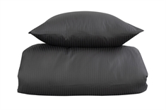 Stribet sengetøj 150x210 cm - Gråt sengetøj - Jacquardvævet sengesæt - 100% Egyptisk bomuld