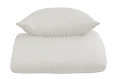 Sengetøj 200x200 cm - Hvidt, stribet sengetøj - 100% Egyptisk bomuldssatin - Ekstra blødt sengesæt 