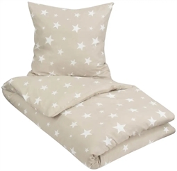Kingsize sengetøj 240x220cm - Sengesæt med stjerner - Sand - Microfiber