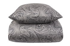 Sengetøj dobbeltdyne 200x220 cm - Marble dark grey - Gråt sengetøj i 100% Bomuldssatin - By Night sengelinned