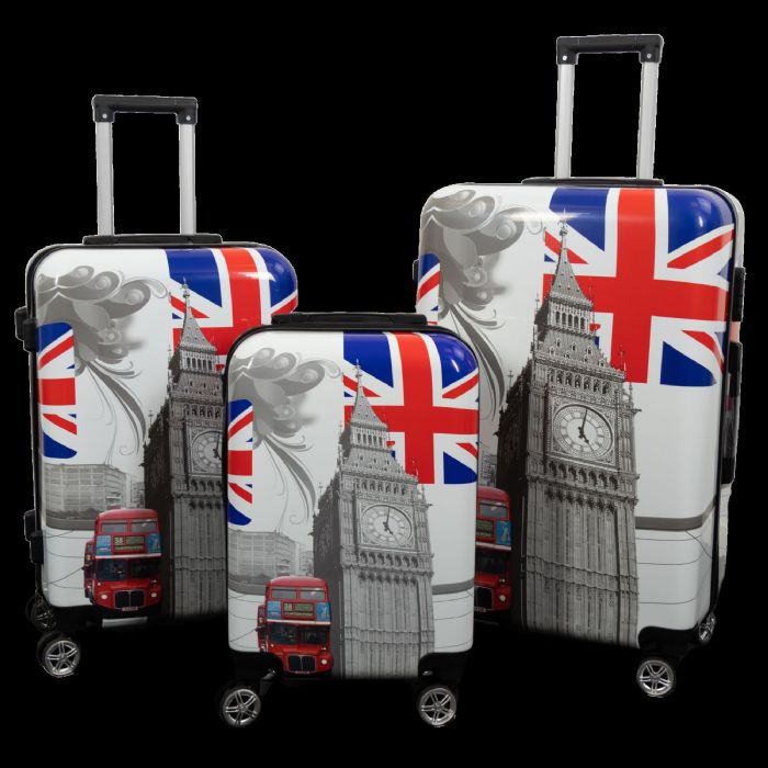 Kuffertsæt - 3 stk. - Kuffert med motiv - City Of London - Hardcase letvægt kuffert
