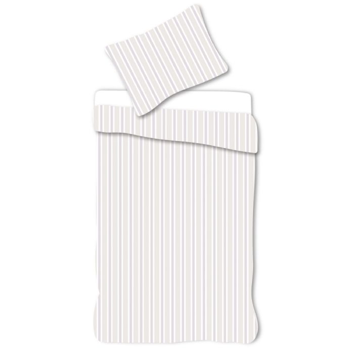 Junior sengetøj 100x140 cm - Hvidt sengesæt med lilla striber - 100% blødt bomulds sengelinned