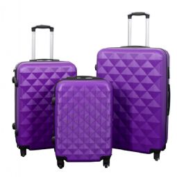 Kuffertsæt - 3 stk. - Diamant lilla - Hardcase letvægts kufferter