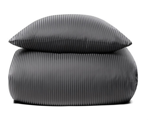 Sengetøj 200x200 cm - Gråt, stribet sengetøj - 100% Egyptisk bomuld - Dobbelt dynebetræk