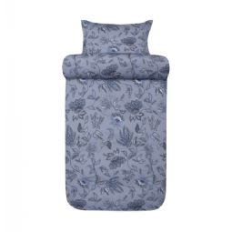 Blomstret sengetøj - 100% bomuldssatin - Mille denim blå satin sengesæt - Høie Of Scandinavia sengelinned