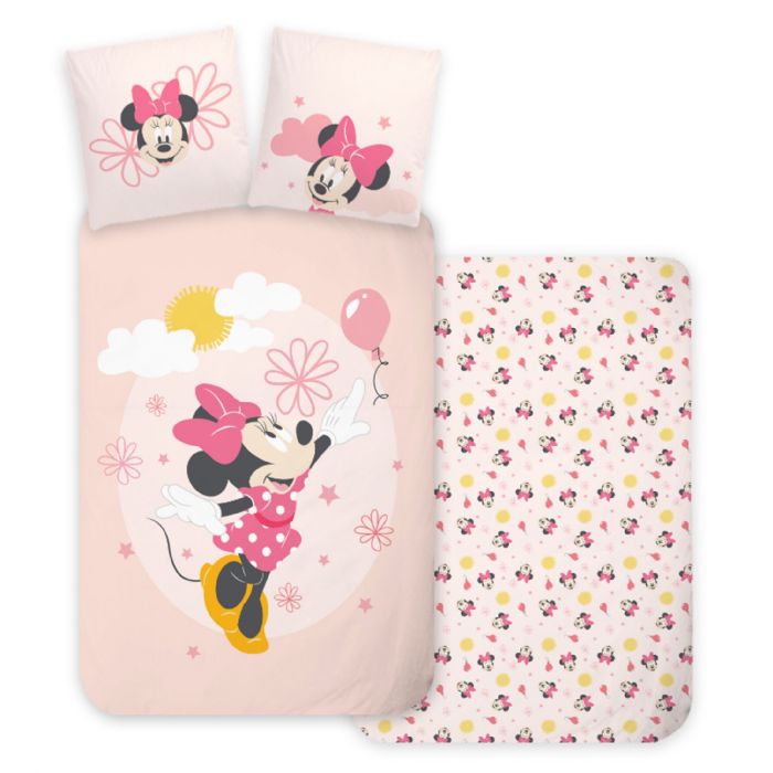 Junior sengetøj 100x140 cm - Vendbart sengesæt med Minnie Mouse - 100% bomulds sengelinned