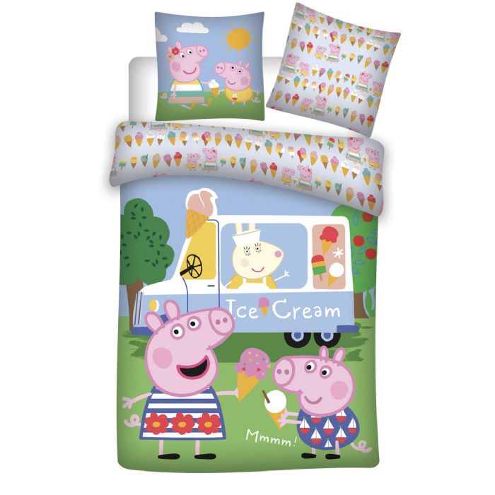 Gurli Gris junior sengetøj 100x140 cm - Gurli og Gustav Gris - Ice Cream - 100% bomuld
