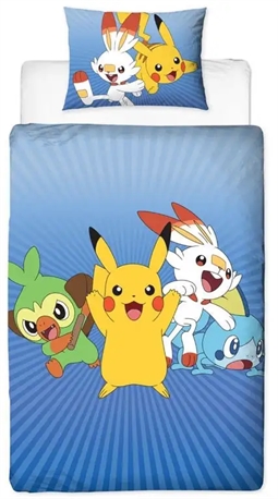 Pokemon sengetøj - 2022 design -140x200 cm - Pokemon sengesæt- Catch 'em all - 2 i 1 design - 100% bomuld