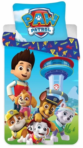  Paw Patrol Sengetøj - Junior sengesæt 100x140 cm - 2 i 1 - 100% bomuld