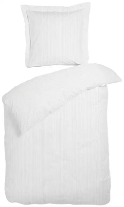 Hvidt sengetøj - 140x200 cm - Raie hvid med striber - Sengesæt i 100% Bomuldssatin - Night and Day sengelinned