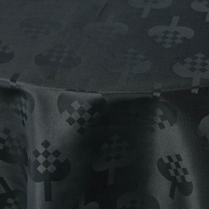 Rund juledug - Ø230 cm - Grøn damask dug - Jacquardvævet juledug med julehjerter - Grøn tekstildug - Dug til rundt bord