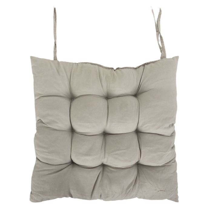 Stolehynde - 35x35x6 cm - Grå ensfarvet havehynde - Blød komfort hynde