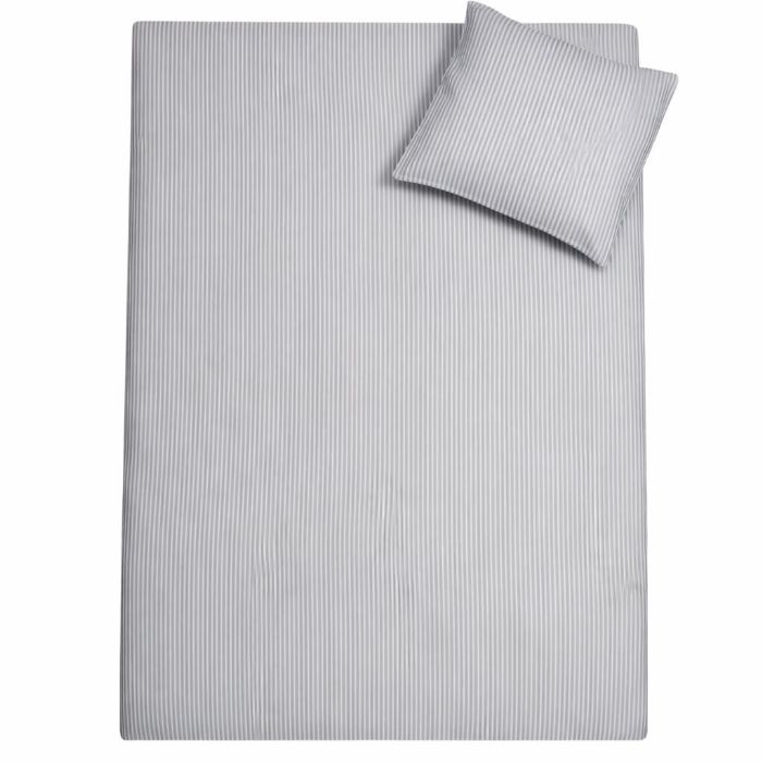Stribet sengetøj - 100% bomuld - Babysengetøj 70x100 cm - Hvidt med blå striber