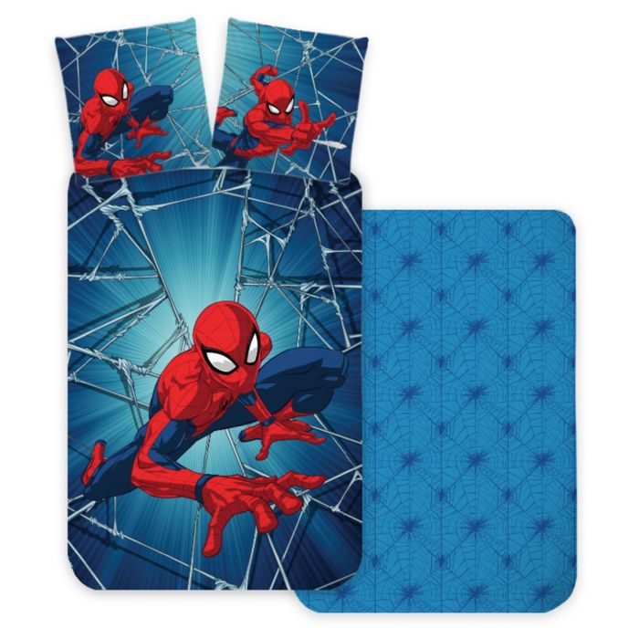 Spiderman sengetøj 140x200  cm - Vendbart betræk med 2 design - 100% bomuld 