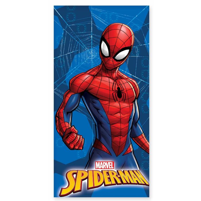 Spiderman håndklæde - 70x140 cm - Klar til kamp - 100% bomuld - Blødt badehåndklæde med Spiderman